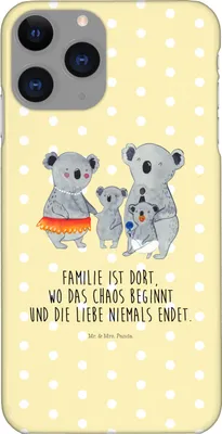Produktbild von Mr. & Mrs. Panda Iphone 11 Pro Handyhülle Koala Familie - Gelb Pastell - Geschenk, Family, Koalas, Papa, Muttertag, Mama, Handy Case, Premium Kunststoff