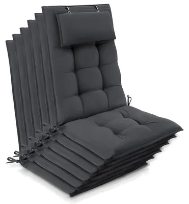 Produktbild von Beautissu 6er Set Sun-HL Hochlehner Auflage 120x50x8cm Anthrazit