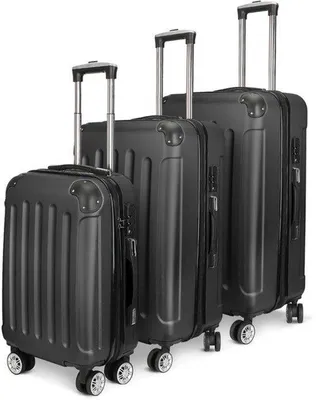 Produktbild von Reisekoffer-Set, 3-teilig – 20, 24 und 28 Zoll – Hartschalenkoffer aus ABS – 4 Rollen – Teleskopischer Griff