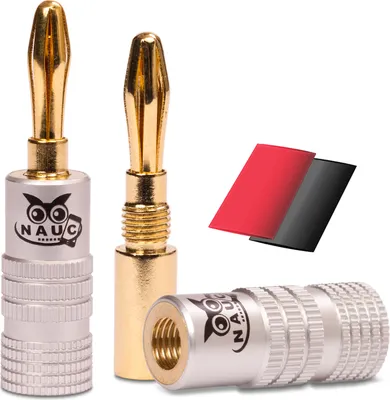 Produktbild von Bananenstecker 24K vergoldet Schrumpfschlauch 2x NAUC High End Steckverbinder
