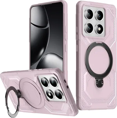 Immagine prodotto di Custodia MagSafe per Xiaomi 14T Pro - Cover posteriore Phonesta IronLock con anello - Rosa