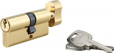 Image de Cylindre de serrure à bouton, 30Bx40mm, anti-arrachement, laiton, 3 clés - THIRARD