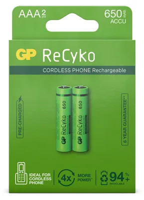 Produktbild von GP Batteries 12065AAAHCE-C2, Wiederaufladbarer Akku, AAA, Nickel-Metallhydrid (NiMH), 1,2 V, 2 Stück(e), 650 mAh