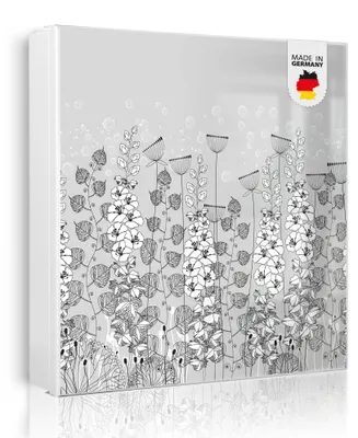 Zdjęcie produktu dla banjado metalowa szafka na klucze, duża 30x30 cm z 32 haczykami, może służyć jako tablica magnetyczna, biały korpus, zawias po prawej stronie, Wegesrand [SKGW1 12215]