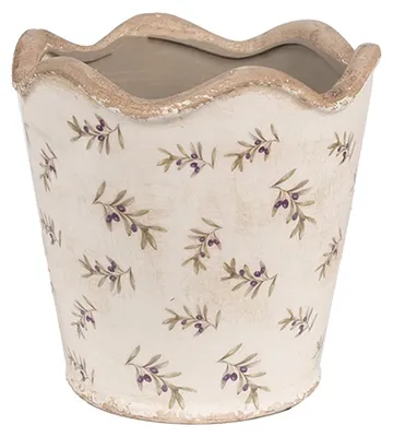 Productafbeelding van Clayre & Eef Binnenplantenpot Ø 19x18 cm Beige Blau Keramiek Olijf