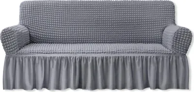 Obrázek produktu pro Stretch Sofa Cover Sofa Seat Cushion Cover Pleated Ruffle Skirt Sofa Cover European Style Armchair Cover (3-Seater, Grey )