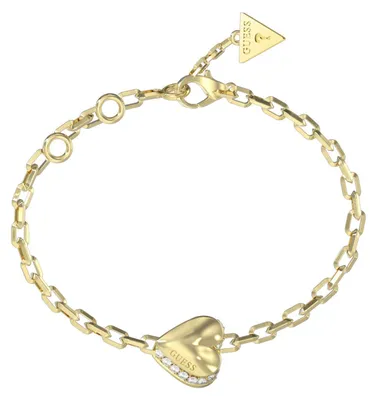 Produktbild von Guess JUBB06088JWYGL Damen Armband Herz Edelstahl Gold weiß 21,5 cm
