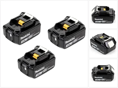Image de Makita BL 1830 B Batteries 18V - 3 Ah / 3000 mAh Li-Ion avec témoin de charge intégré - 3 pièces