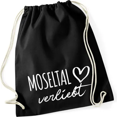 Produktbild von Huuraa Turnbeutel Moseltal verliebt 12 Liter Black Baumwolle Rucksack Geschenkidee