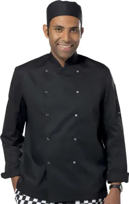 Produktbild von Dennys - Kochjacke Druckknopf für Herren/Damen Unisex Langärmlig PC7149 (3XL) (Schwarz)