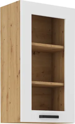 Image de Armoire haute vitrée LAILI – largeur 40 cm, blanc / chêne artisan