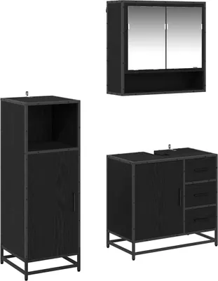 Obrázok produktu pre Sada kúpeľňového nábytku 3 pcs Čierny dub Kompozitné drevo