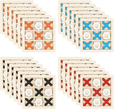 Imagen del producto de Juego de tres en raya de madera, tamaño mini, 24 piezas, compacto, ideal para el tiempo libre