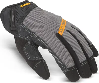 Produktbild von Schnittfeste Arbeitshandschuhe L – HPPE / Aramid – Touchscreen – PVC-Handfläche – Schwarz – Herren und Damen – 1 Paar [11141L]