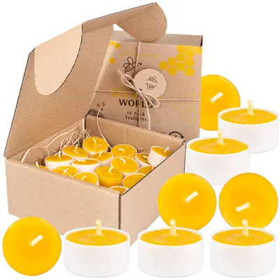 Image de Bougies en cire d'abeille à 100 % – bougies chauffe-plat avec mèches en coton – durée de combustion de 4 heures – ensemble de bougies comprenant de 10 à 50 pièces (16, blanc)