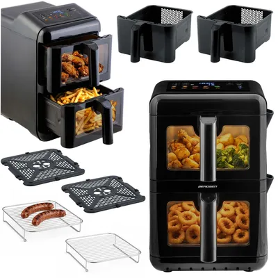 Produktbild von Heißluftfritteuse, Doppelkammer, vertikal, 11,6 l, Berdsen 3000W BD-663
