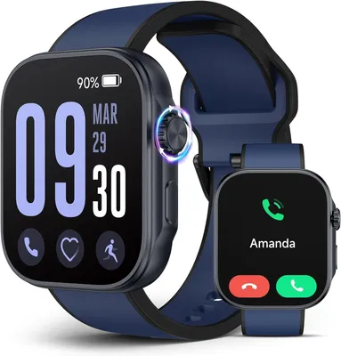 Produktbild von SOUYIE Smartwatch Damen Herren 1.99 Inch AMOLED Display mit Telefonfunktion 3ATM wasserdicht Fitnessuhr Herzfrequenz Blutdruck SpO2 Schlafmonitor