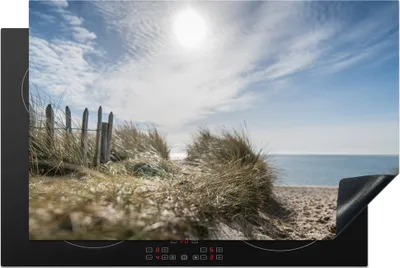 Produktbild von KitchenYeah© Herdabdeckplatte Sonne - Wolken - Strand , 81x52cm, Küche Deko, Glaskeramikkochfeld Herdabdeckung, Abdeckplatte fùr Kochfeld