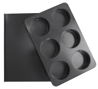 Muffinbackform 6 Mulden mit Deckel, antihaftbeschichtet, Kohlenstoffstahl
