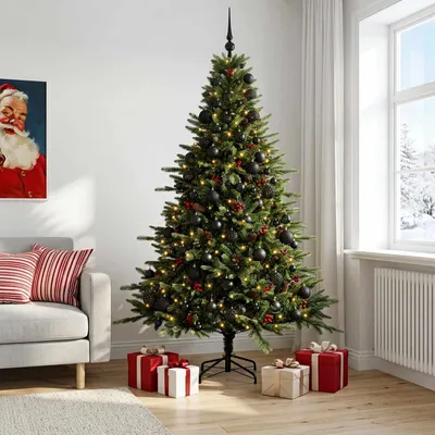 Obrázek produktu pro Umělý vánoční stromek s vánočními ozdobami, výška 180 cm, 300 LED diod