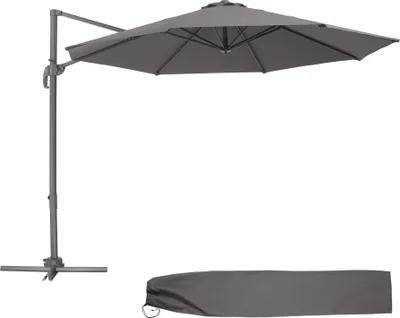 Image de Parasol DARIA 300 cm avec pied déporté et housse de protection - gris