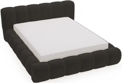 Obrázek produktu pro Čalouněná postel 180x200 Cloud – manželská postel s tlustou pěnovou výplní, úložným prostorem, roštem – elegantní design, černá (Komodo 23)