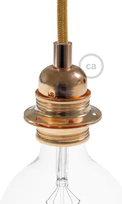 Immagine prodotto di Creative-Cables Kit portalampada E27 in Metallo con Doppia ghiera per Paralume - Cilindrico, Rame