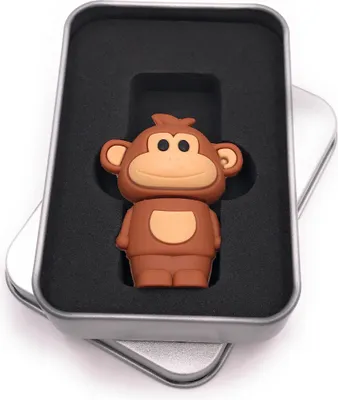 Produktbild von Onwomania Affe stehend Äffchen süß braun Tier USB Stick in Alu Geschenkbox 16 GB USB 2.0
