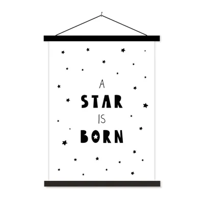 Produktbild von MuchoWow® Textilposter Zitate - Ein Stern ist geboren - Baby - Kinder - Sprichwörter 40x53 cm mit schwarzem Rahmen - Abbildung