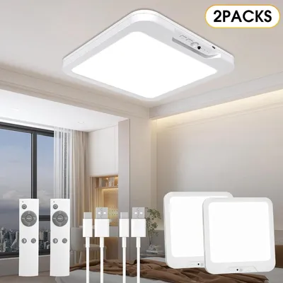 Produktbild von Magnetische LED-Deckenleuchte - Bewegungssensor - 3 Farbtemperaturen - Dimmbar - Fernbedienung - 2er-Set - Weiß
