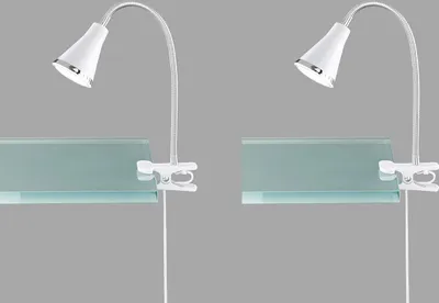 Produktbild von 2er SET LED Klemmlampen flexibel Schwanenhalsleuchten in weiß Schreibtischlampen