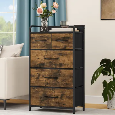 Produktbild von YITAHOME Schubladenschrank, Kommode mit 5 Stoffschubladen, Aufbewahrungsschrank, 58x29x100cm, Braun