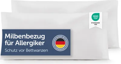 Produktbild von Blumtal 2er-Set Kopfkissen Milbenbezug für Allergiker - Kissenbezug 30x50 cm - Milbenschutz Encasing, waschbar