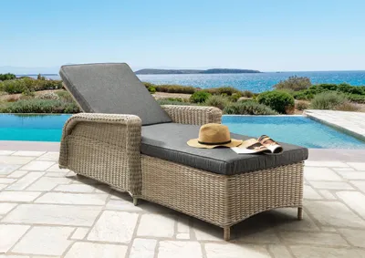 Produktbild von Destiny Gartenliege CASA 202x83x58cm inkl. Auflage, Polyrattan, natur meliert