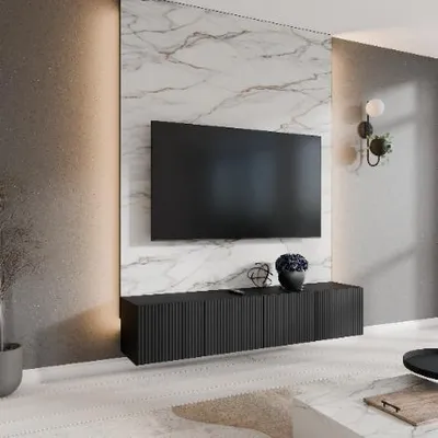 Produktbild von Margaret Hadas24 TV-Schrank Noe Fernsehschrank TV-Lowboard 200 cm Hängend modernes Design Wohnzimmer Wandmontage, TV Möbel schwarz, schwarz