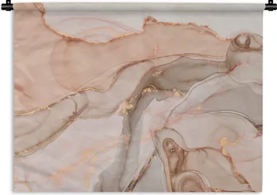 Produktbild von MuchoWow® Wandteppich Wandbehang Marmor - Rosa - Rosa 120x90 cm Tapisserie Dekoration Wandtuch - Wohnen - Aufhänger für die Wand