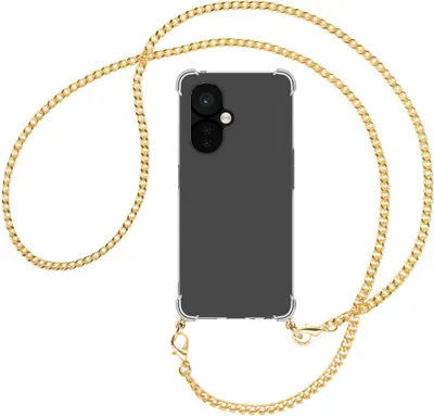Produktbild von Handykette Backcover-Schutzhülle mit Band (Metall goldfarben) für OnePlus Nord CE 3 5G (6.7'') - goldfarbene Kette