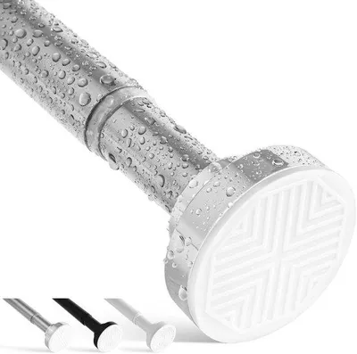 Image de Barre de rideau sans perçage - Tige télescopique réglable - 70-192 cm, diamètre 26 mm, plastique noir