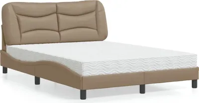 Immagine prodotto di vidaXL Letto con materasso "Hvar" marrone cappuccino 140x200 cm ecopelle