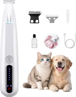 Produktbild von Elektrischer Haustier-Fußtrimmer mit LED, wasserdicht, USB, für Katzen & Hunde, präzises Schneiden