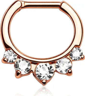Produktbild von Nasenpiercing Septum Ring Clicker Nasenring Chirurgenstahl Piercing Nase Zirkonia Kristalle rosegold