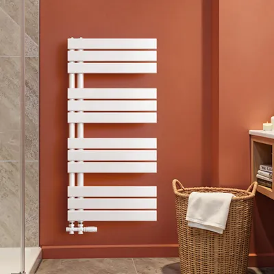 Immagine prodotto di S'AFIELINA 1041x500mm Radiatore da bagno Radiatore per asciugamani Radiatore a pannello piatto per bagno Attacco laterale Bianco 529 Watt
