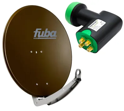 Produktbild von Fuba Alu Braun DAA 780 B + PremiumX Green Diamond Quad LNB GDQS HD 4K UHD