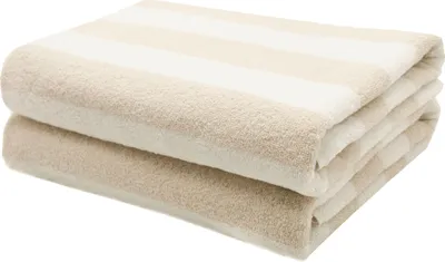 Produktbild von 2er Set Duschtücher aus Baumwolle, 75x140 cm, beige gestreift
