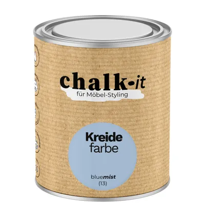 Produktbild von Kreidefarbe Chalk-it (13) Blue Mist 0,75L Shaby Chic Möbel Holzlack Natur Vintage Möbellack