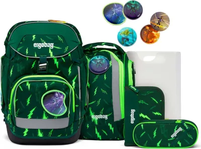 Produktbild von ergobag Schulranzen Lumi-Edition Pack-Set 6-teilig Bärtastisch dunkelgrün