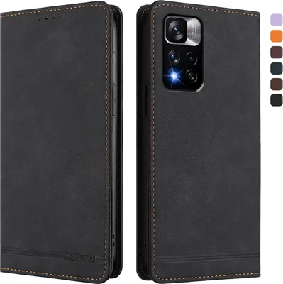 Obrázek produktu pro Pouzdro pro Xiaomi Redmi Note 11 Pro+ 5G, retroPolyuretankožené flip pouzdro s stojánkem a přihrádkami na karty Černý
