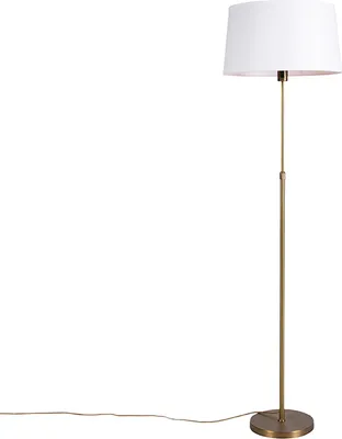 Produktbild von Bronze Stehleuchte mit Leinenschirm Weiß 45 cm Verstellbar Parte