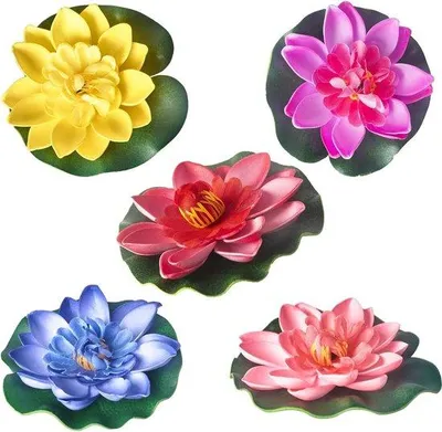Image de Lot de 5 fleurs de lotus en mousse Eva, pour la décoration des bassins et des piscines