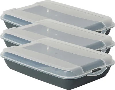 Produktbild von Novaliv 3er-Set Anthrazit Premium Aufschnittbox mit Transparentem Deckel, Frischhaltedosen für Wurst & Käse Maße 25x17x5 cm Kühlschrank Organizer Knäckebrotbox Wohnung must-have Küchen Gadgets